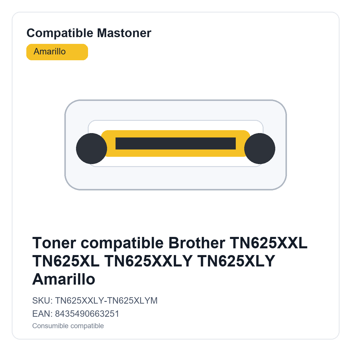 Toner compatible Brother TN625XXL TN625XL TN625XXLY TN625XLY Amarillo