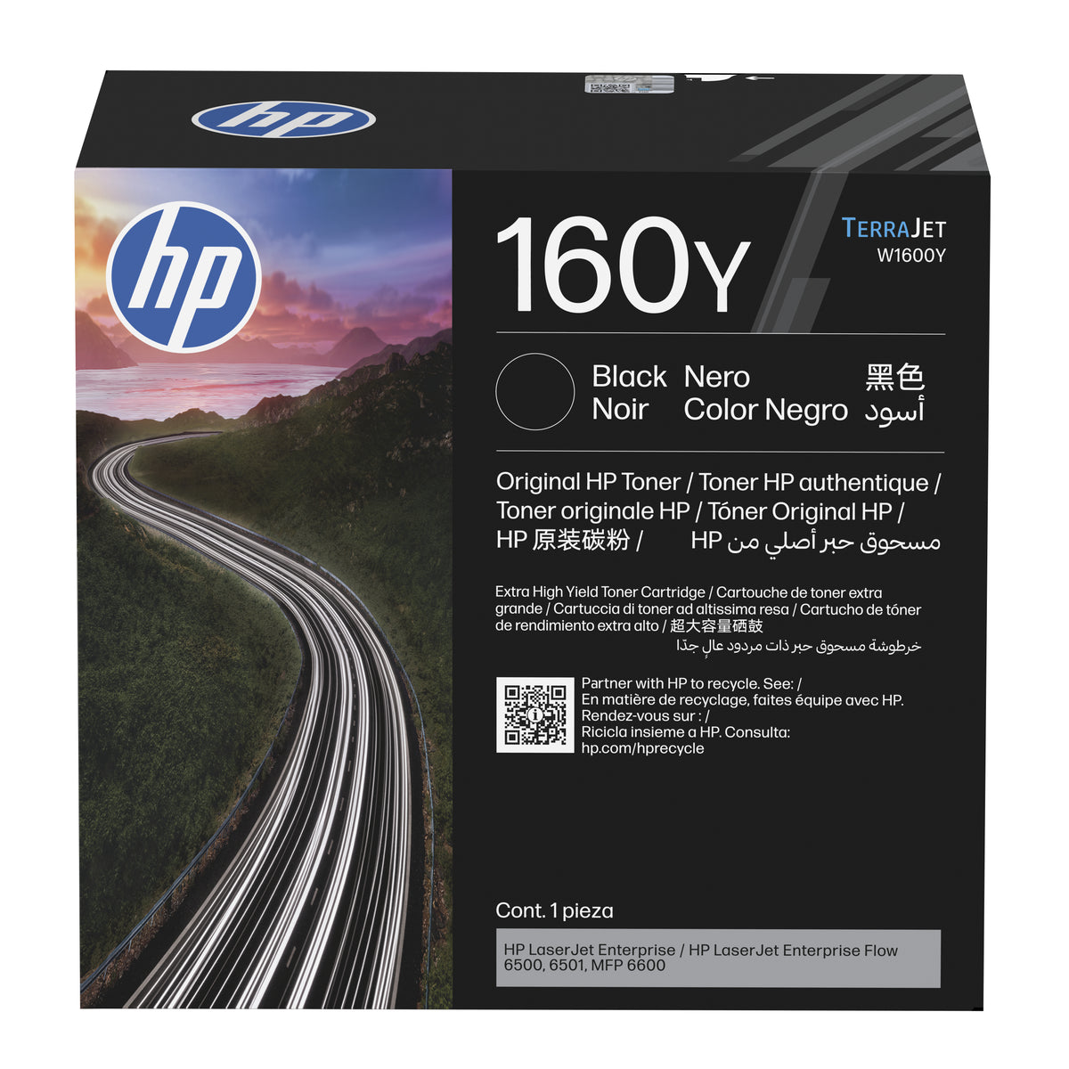 Tóner HP 160Y negro original de capacidad extra alta W1600Y