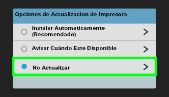 Configuración para desactivar actualizaciones HP