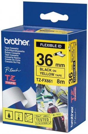 (imagen para) C. Laminada Flexible 36mmx8m Amarillo/Negro Brother TZFX-661