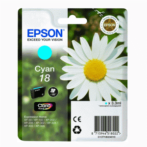 (imagen para) Tinta Cian Margarita Epson 18 XP102/XP205/XP305/XP405/XP202