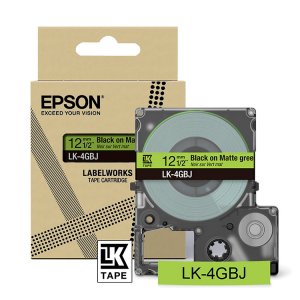 (imagen para) Cinta Epson LabelWorks 12mm LK-4GBJ negro sobre verde mate