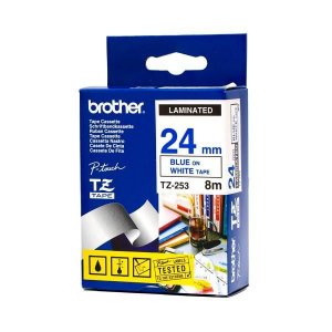 (imagen para) Cinta Laminada 24mmx8m Blanco/Azul Brother TZE-253