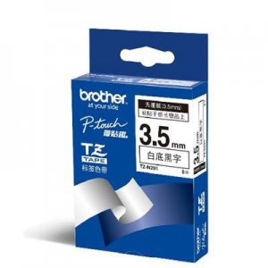 (imagen para) CINTA NO LAMINADA BLANCO/NEGRO 3.5MMX8M BROTHER TZE-N201