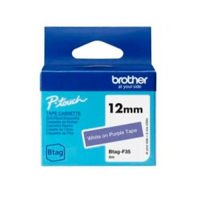 (imagen para) Cinta Brother Btag 12mm Blanco Sobre Morado