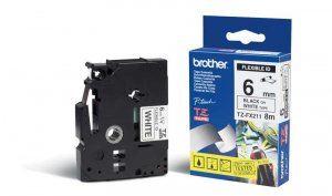 (imagen para) Cinta Laminada Flexible Blanco/Negro 6mmx8m Brother TZFX-211