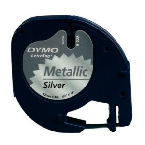 (imagen para) Cinta Rotuladora DYMO negro-plata metalizada 12mmx4m