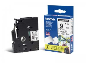 (imagen para) Cinta Laminada Flexible Blanco/Negro 9mmx8m BrotherTZFX-221