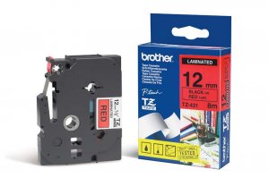 (imagen para) Cinta Laminada Rojo/Negro 12mmx8m Brother TZ-431