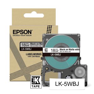 (imagen para) Cinta Epson LabelWorks 18mm LK-5WBJ negro sobre blanco mate