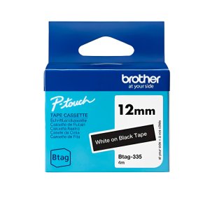 (imagen para) Cinta Brother Btag 12mm Blanco Sobre Negro