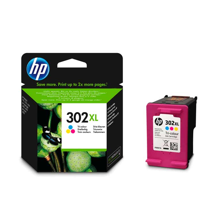 Tinta HP 302XL F6U67AE Tricolor Original