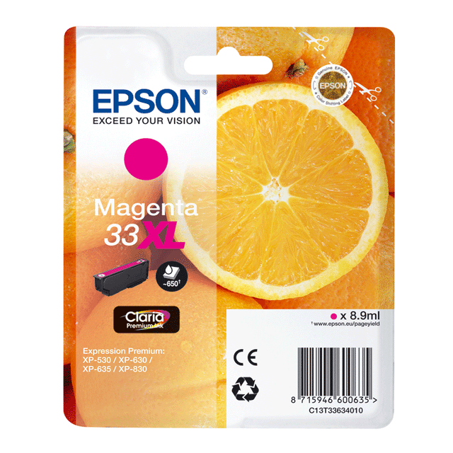 Tinta Epson 33XL Naranja color Magenta C13T33634010