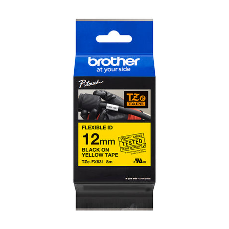 C. laminada Brother flexible Amarillo/Negro TZE-FX631 12MM X 8M imagen 2