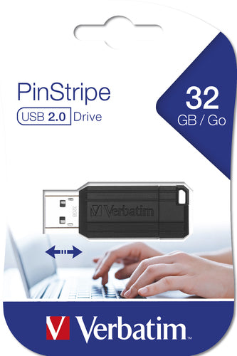 Memoria USB Verbatim PinStripe 32GB USB 2.0 negra imagen 4