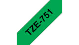 Compatible con Brother TZE-751 Verde/Negro 24mmx8m imagen 1
