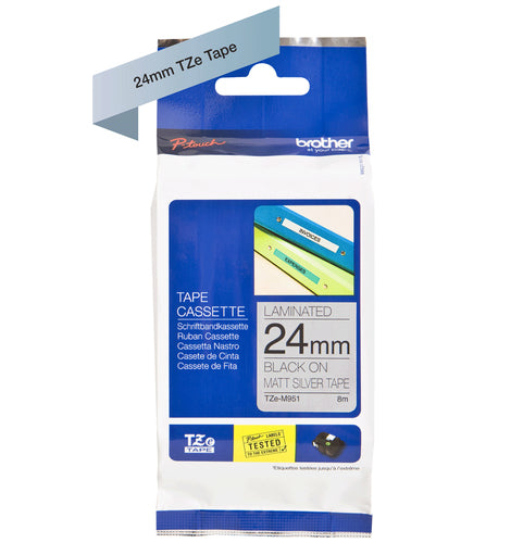 C.Laminada 24mmx8m Plata/Negro Metálica Brother TZ-M951 imagen 2