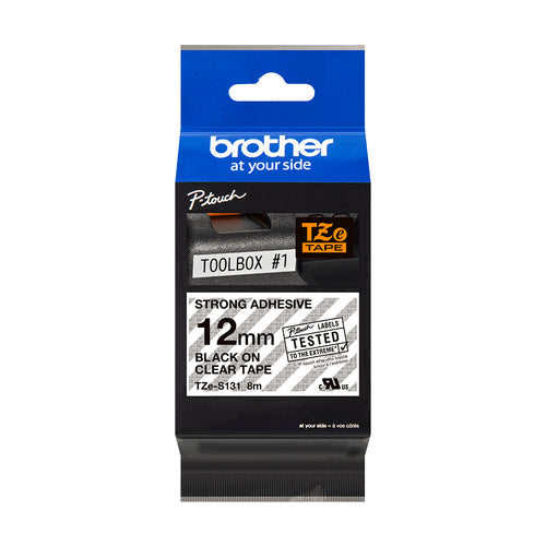 C. Laminada Superadhesiva 12mmx8m Transparente/Negro Brother TZ- imagen 2