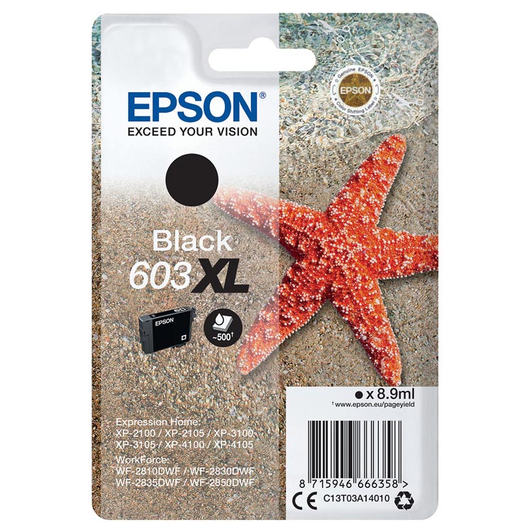 Tinta Epson 603XL Estrella de Mar Negro Alta Capacidad