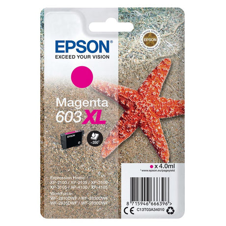 Tinta Epson 603XL Estrella de Mar Magenta Alta Capacidad