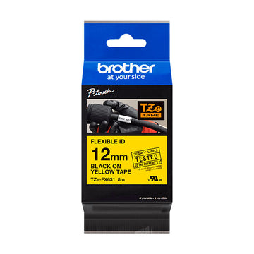 C. laminada Brother flexible Amarillo/Negro TZE-FX631 12MM X 8M