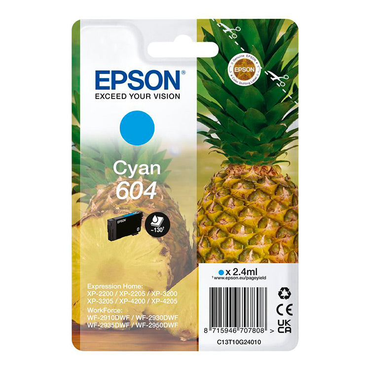 Tinta Original Epson 604 Piña cian