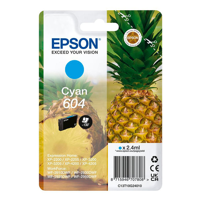 Tinta Original Epson 604 Piña cian