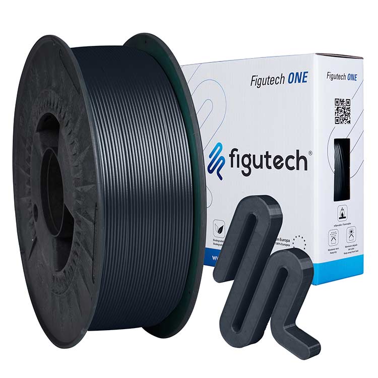 Figutech ONE Filamento PLA Gris Oscuro 1.75mm 1Kg