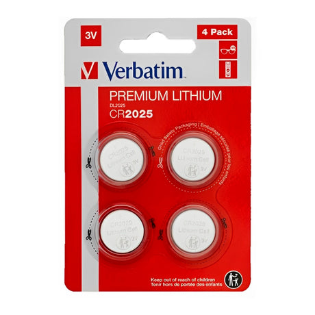 Pilas Planas de Litio Verbatim CR2025 Pack 4 uds