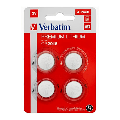 Pilas Planas de Litio Verbatim CR2016 Pack 4 uds