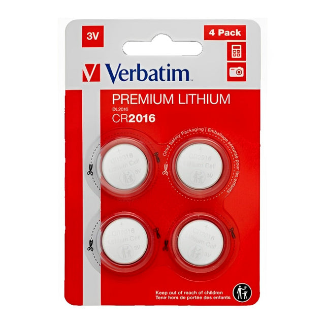 Pilas Planas de Litio Verbatim CR2016 Pack 4 uds