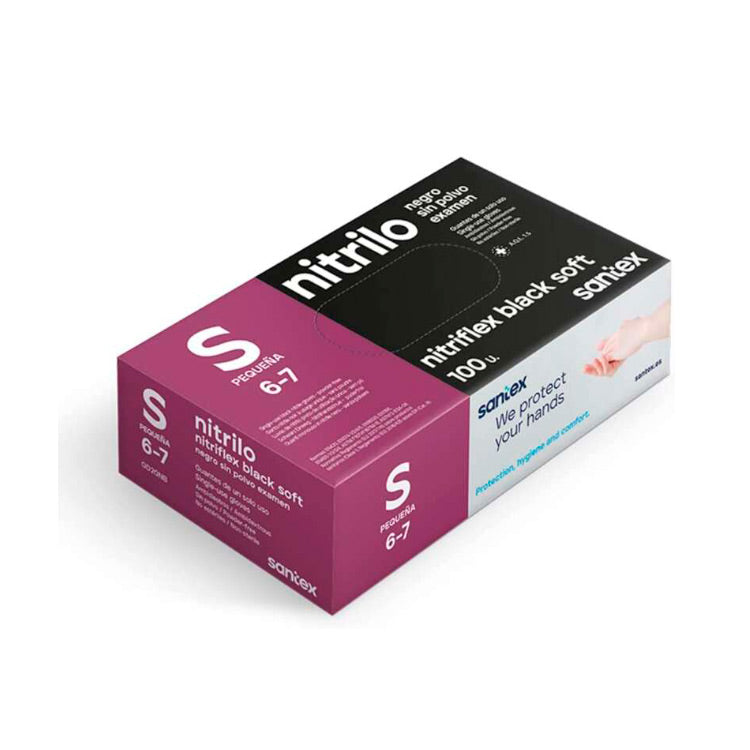 Guantes de Nitrilo Negro talla S Pack 100 uds