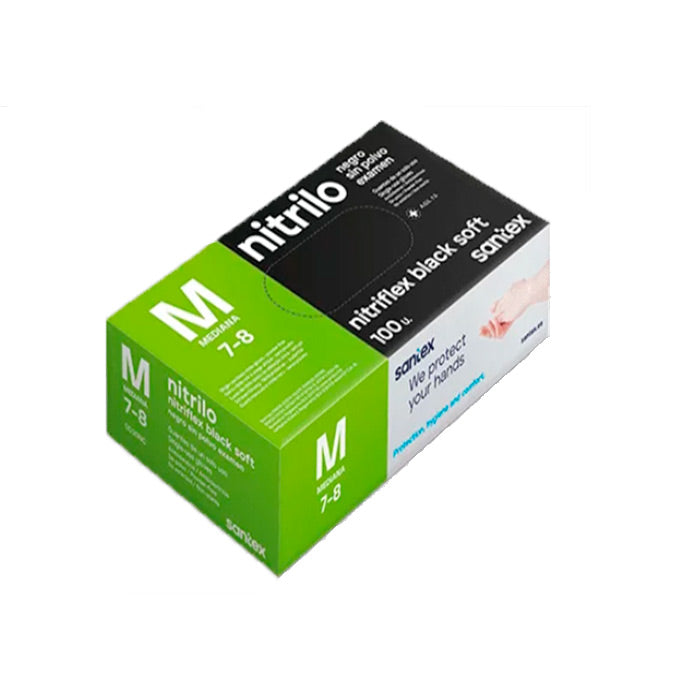 Guantes de Nitrilo Negro talla M Pack 100 uds