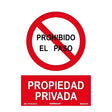 Señal Prohibido el paso propiedad privada 210x300mm