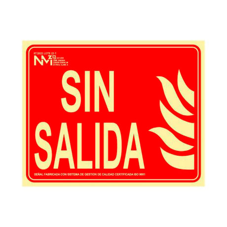Señal de incendio sin salida 210x250mm