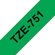 Compatible con Brother TZE-751 Verde/Negro 24mmx8m