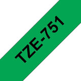 Compatible con Brother TZE-751 Verde/Negro 24mmx8m