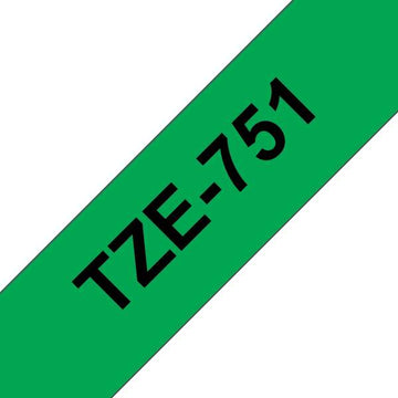 Compatible con Brother TZE-751 Verde/Negro 24mmx8m