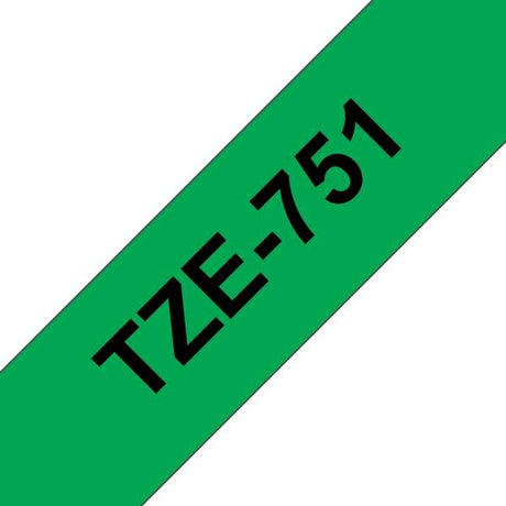 Compatible con Brother TZE-751 Verde/Negro 24mmx8m