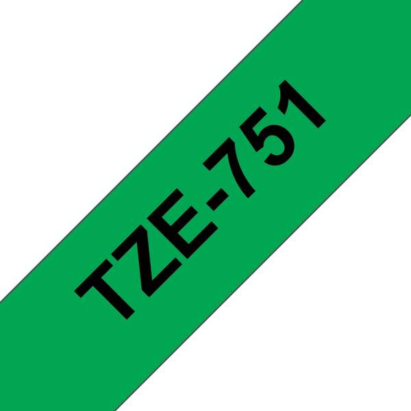 Compatible con Brother TZE-751 Verde/Negro 24mmx8m