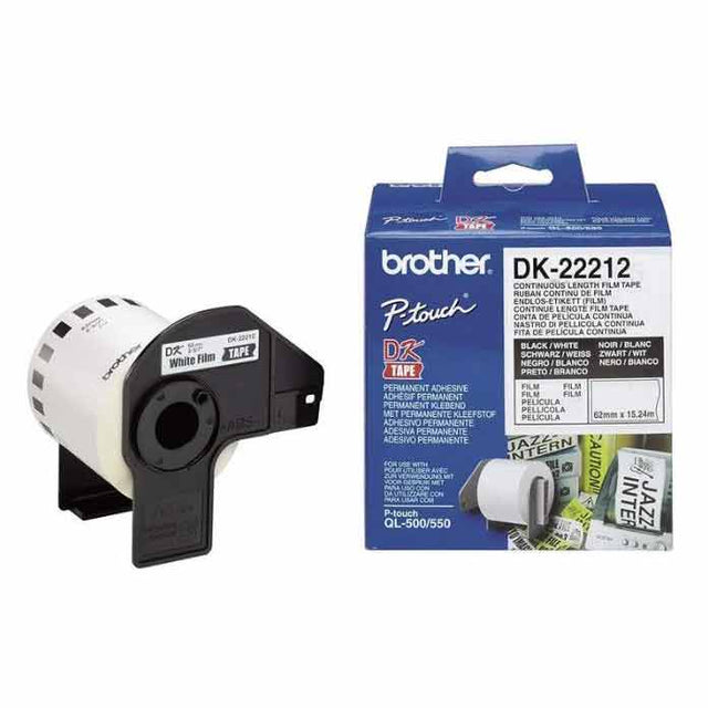 Brother DK22212 Cinta Adhesiva Plástica Blanca 62mm
