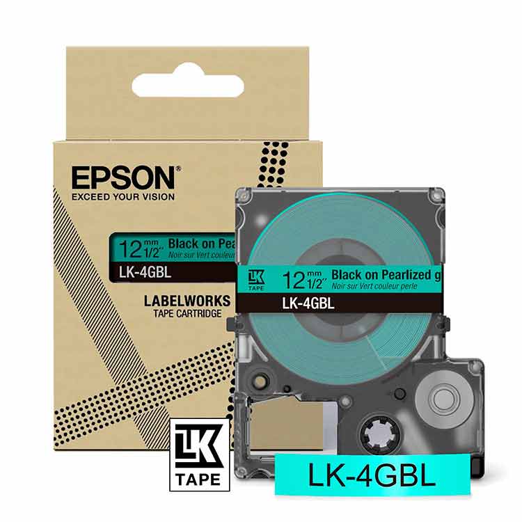 Epson LK-4GBL 12 mm x 8 m Negro sobre Verde Perlado C53S672102
