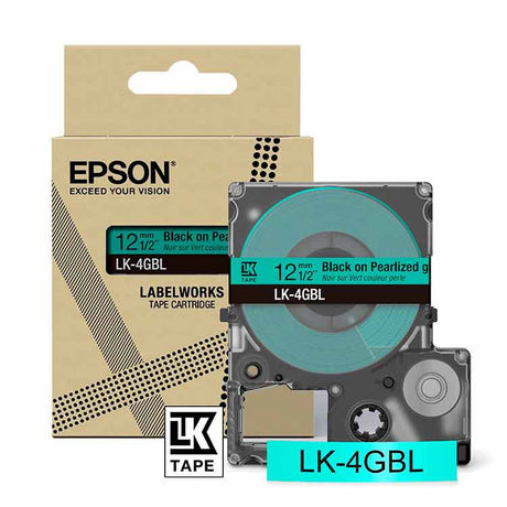 Epson LK-4GBL 12 mm x 8 m Negro sobre Verde Perlado C53S672102