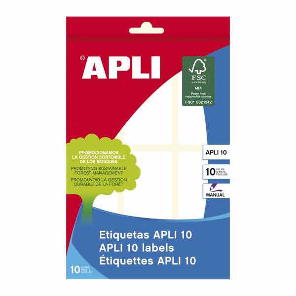 Etiquetas adhesivas APLI 34x67mm canto romo – Adhesivo permanente