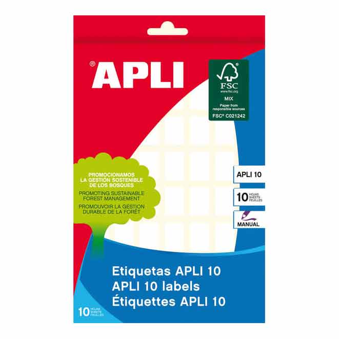 Etiquetas adhesivas APLI 12x18mm canto romo
