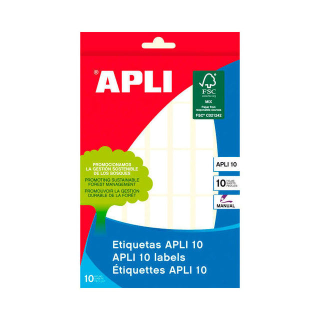 APLI Etiquetas Adhesivas 12x30 mm Blanco Manual