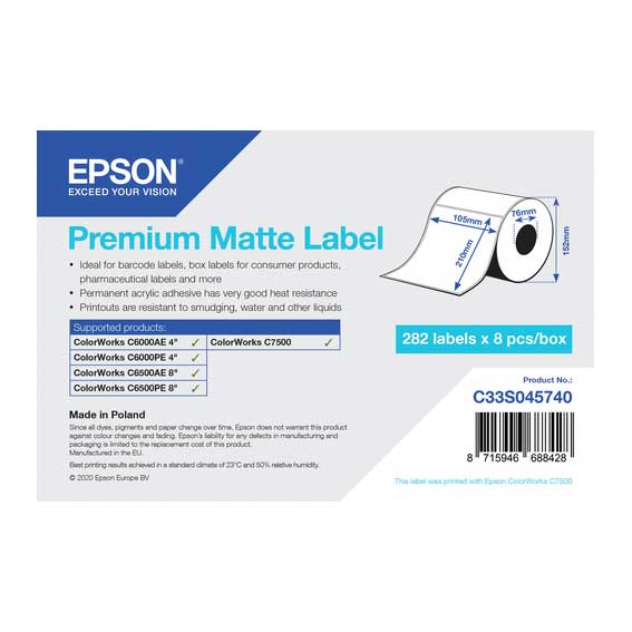 Etiquetas Adhesivas Epson Premium Mate (105x210mm)