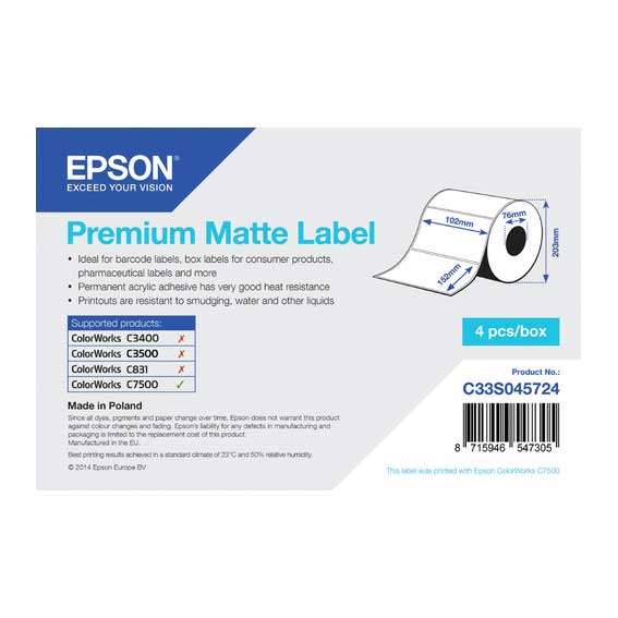 Etiquetas Epson Premium Mate 102x152mm - 800 Etiquetas