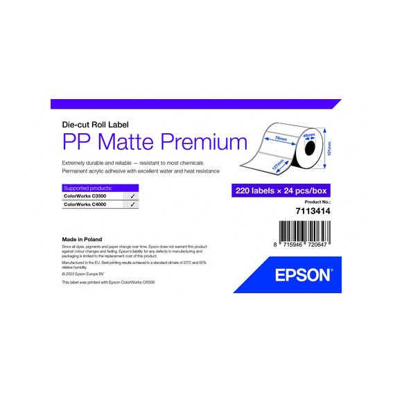 Etiquetas de Polipropileno Epson Mate 76x127mm