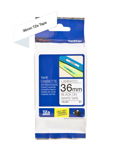 C. Laminada 36mmx8m Blanco/Negro Brother TZE-261 imagen 2